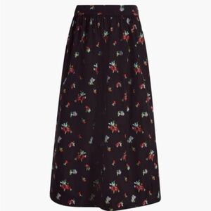 Hill House - The Krista Skirt - Black Ikat Floral Taffeta